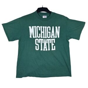 Vtg 80s Michigan State Spartans T-Shirt Tee Jays Hef-T Green Mens Large USA Made